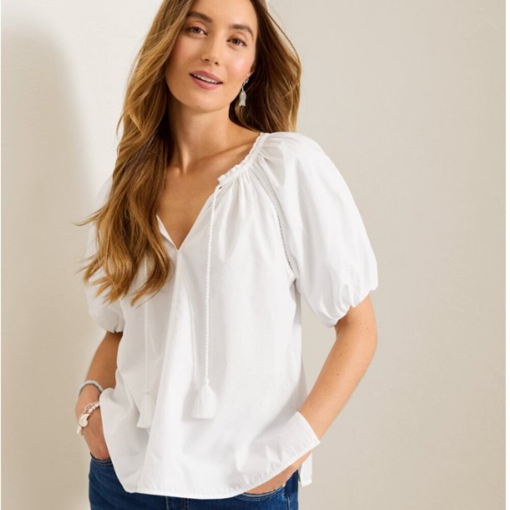 NWT Tommy Bahama Oceana Isle Puff-Sleeve Top